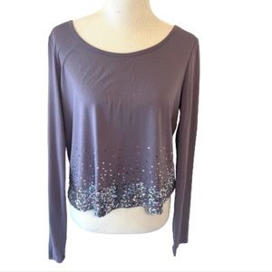 Victoria Secret Ludi Purple Long Sleeve Cropped Top with Sequin Detailing